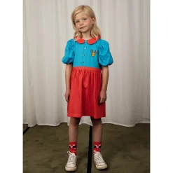 Medal Embroidered Woven Dress in Red / Blue by Mini Rodini - Last One In Stock - 104/110 (3-5 Years)