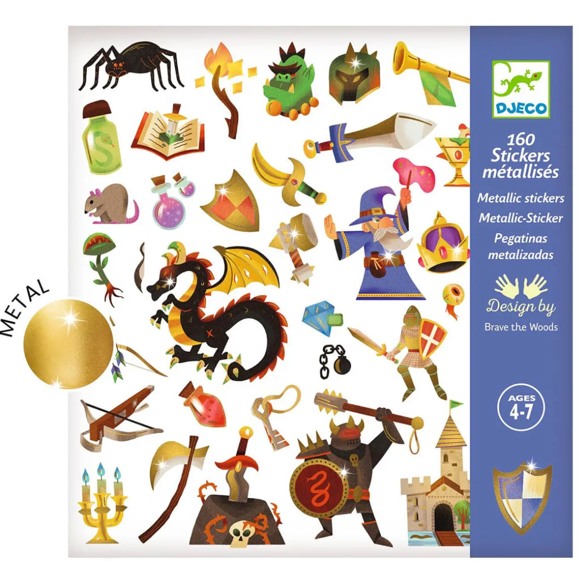 Medieval 160 Metallic Stickers by Djeco