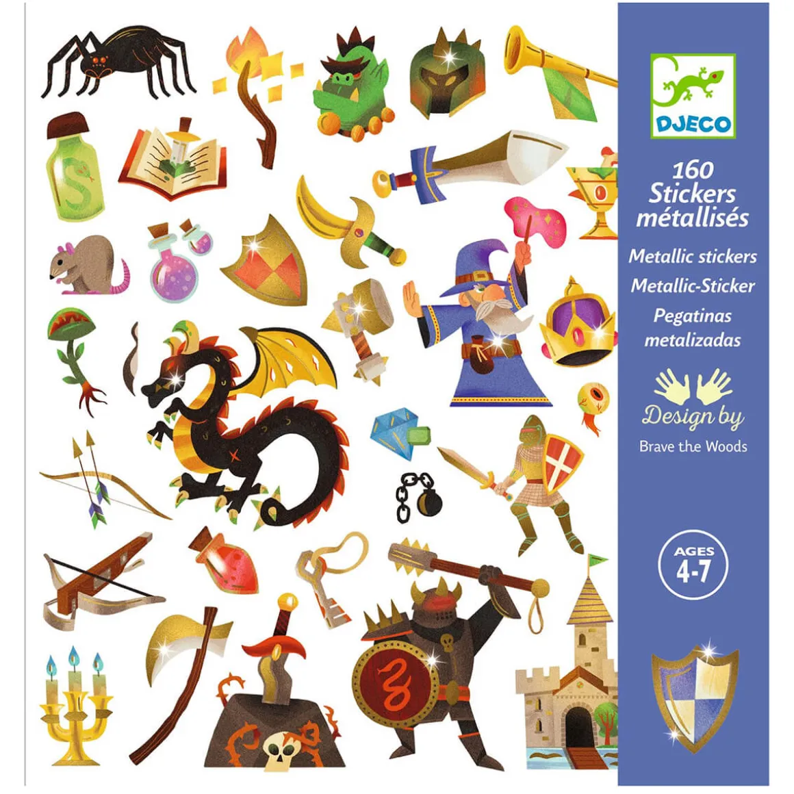 Medieval 160 Metallic Stickers by Djeco