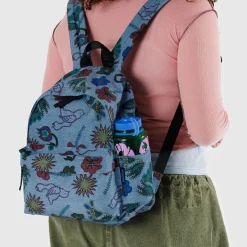 Medium Nylon Backpack in Digital Denim Birds by Baggu