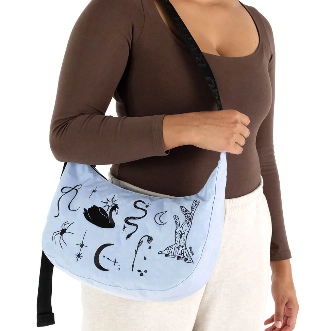 Medium Nylon Crescent Bag in Embroidered Ballet Icons by Baggu