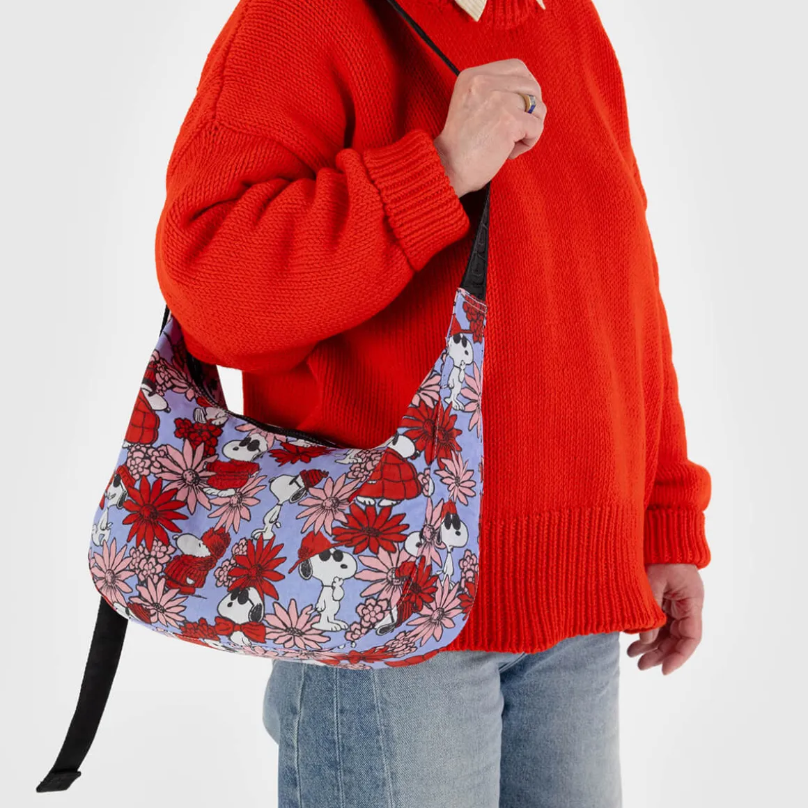 Medium Nylon Crescent Bag in Floral Snoopy by Baggu