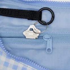 Medium Nylon Crescent Bag in Light Blue Gingham by Baggu