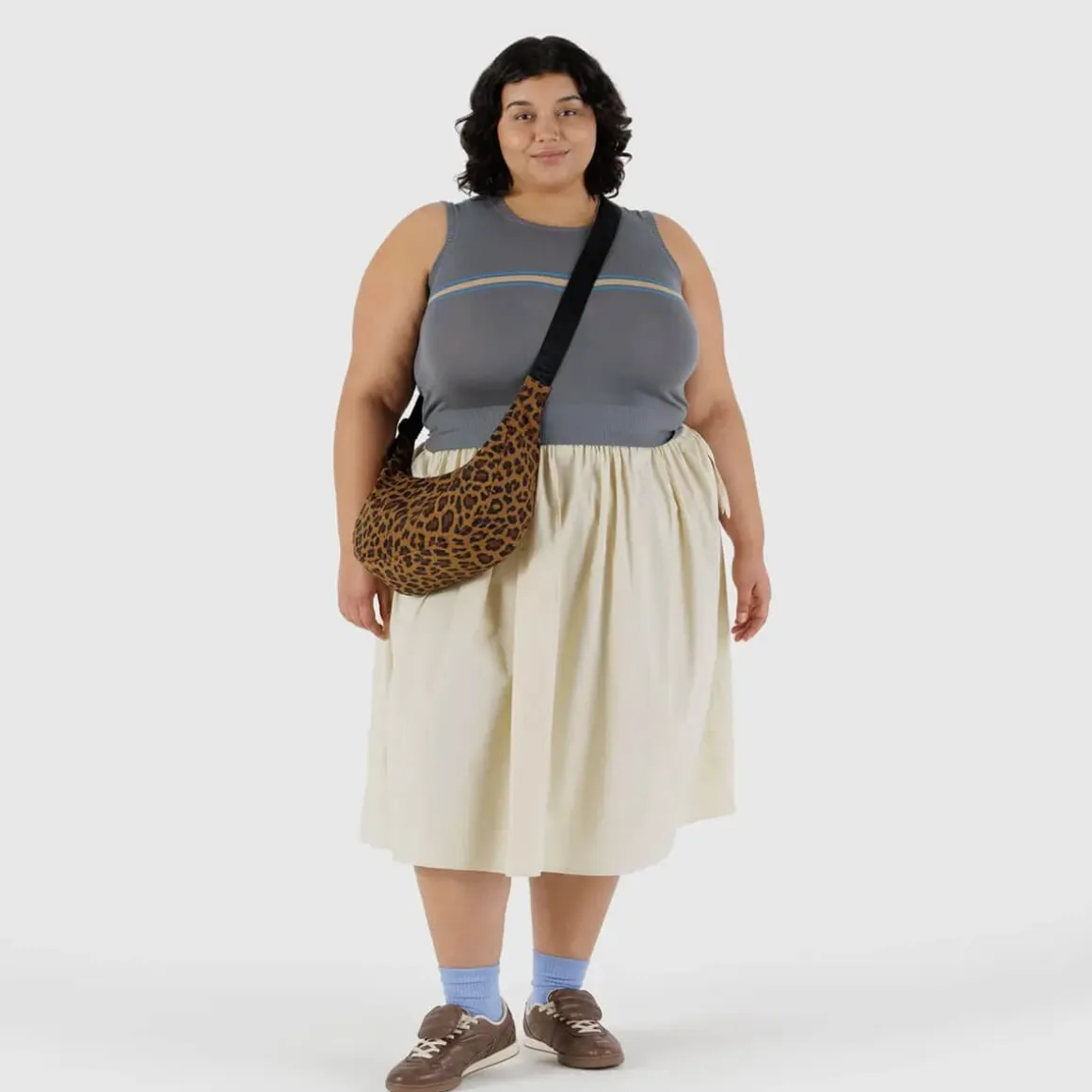 Medium Nylon Crescent Bag in Leopard by Baggu