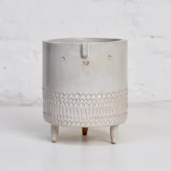 Medium Tripod Planter Pot in White Stamped by Atelier Stella