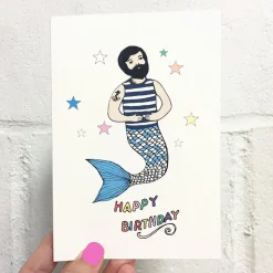 Merman Birthday Greetings Card by Rosie Wonders
