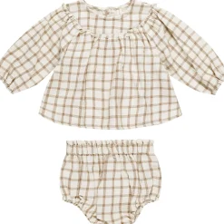 Mia Top and Bloomer Set in Cinnamon Plaid by Quincy Mae
