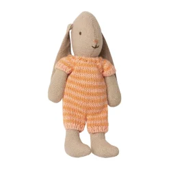 Micro Bunny in a Pink / Coral Knitted Striped Suit by Maileg