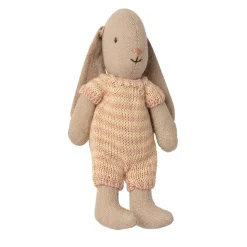Micro Bunny in a Pink / Cream Knitted Striped Suit by Maileg
