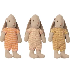 Micro Bunny in a Pink / Cream Knitted Striped Suit by Maileg