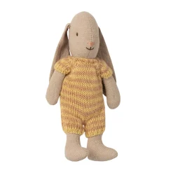 Micro Bunny in a Pink / Yellow Knitted Striped Suit by Maileg