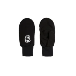 Microfleece Overlapping Mittens in Black by Mini Rodini
