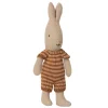 Micro Rabbit in a Brown / Sand Knitted Striped Suit by Maileg
