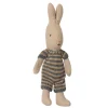 Micro Rabbit in a Dark Blue / Sand Knitted Striped Suit by Maileg