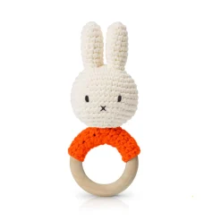 Miffy Teething Ring Rattle In Orange by Miffy Handmade