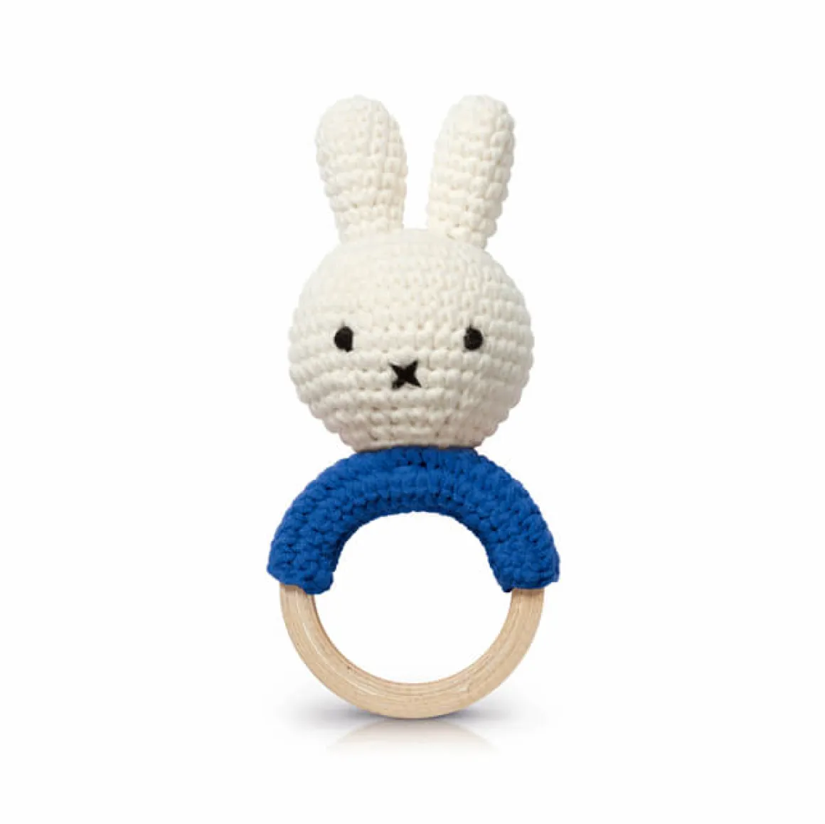 Miffy Teething Ring Rattle In Blue by Miffy Handmade