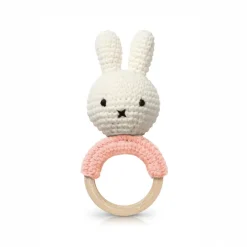 Miffy Teething Ring Rattle In Pastel Pink by Miffy Handmade