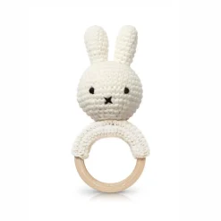 Miffy Teething Ring Rattle In White by Miffy Handmade