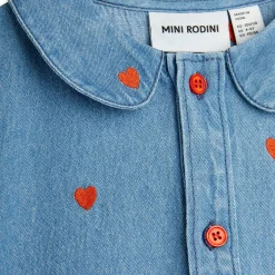 Mini Hearts AOP Woven Dress in Blue by Mini Rodini