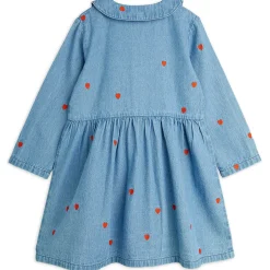 Mini Hearts AOP Woven Dress in Blue by Mini Rodini