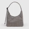 Mini Nylon Shoulder Bag in Black and White Gingham by Baggu