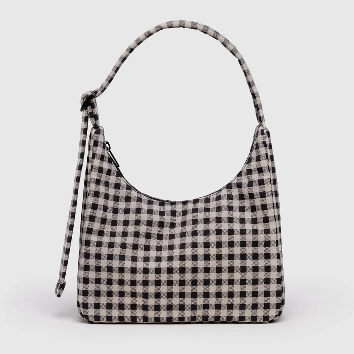 Mini Nylon Shoulder Bag in Black and White Gingham by Baggu