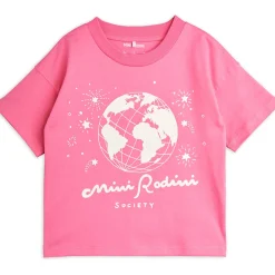 Mini Rodini Society Tee in Pink by Mini Rodini