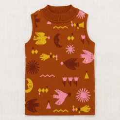 Mock Neck Shell in Gingerbread Daleyden Fête Jacquard by Misha & Puff - Last Ones In Stock - 3-6 Years
