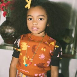 Mock Neck Shell in Gingerbread Daleyden Fête Jacquard by Misha & Puff - Last Ones In Stock - 3-6 Years