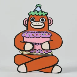 Monkey With Mini Card Die Cut Birthday Greetings Card by Alice Bowsher for Wrap