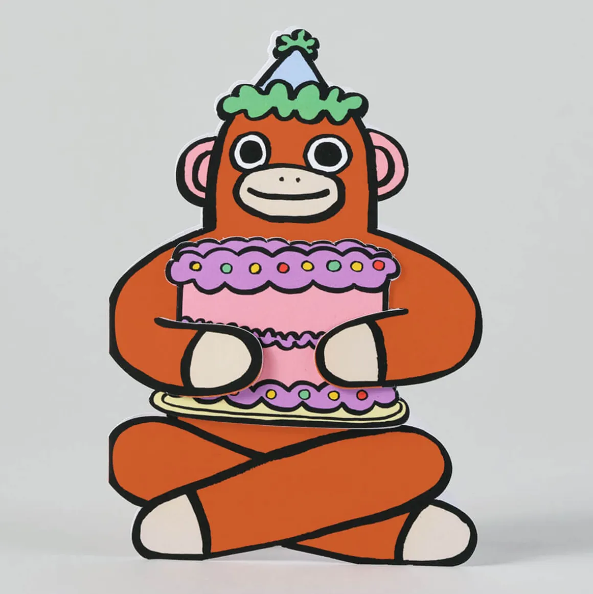 Monkey With Mini Card Die Cut Birthday Greetings Card by Alice Bowsher for Wrap