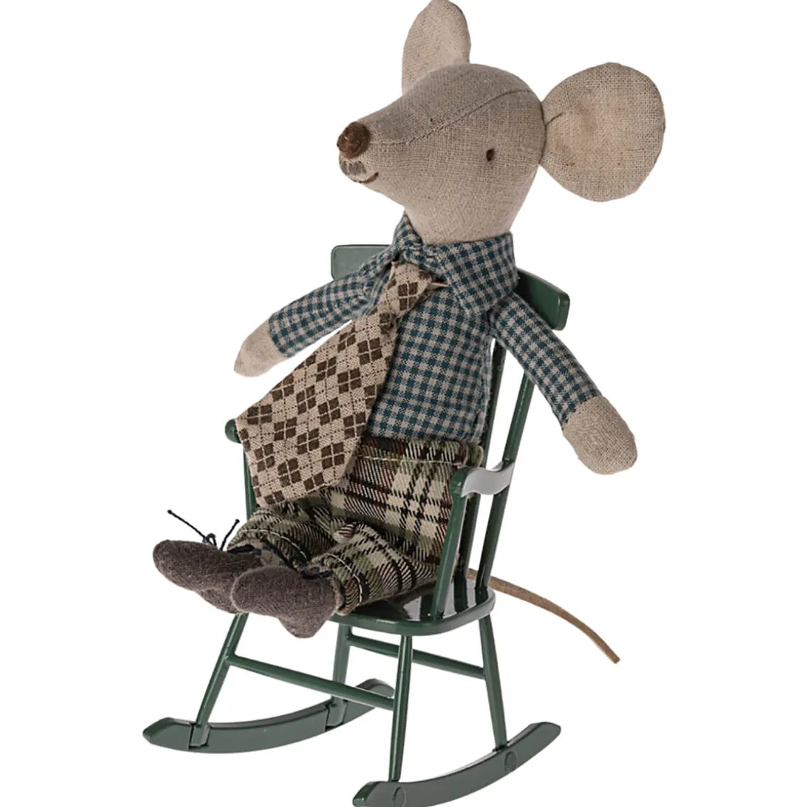 Mouse Rocking Chair in Dark Green by Maileg