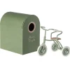 Mouse Tricycle and Garage in Green by Maileg