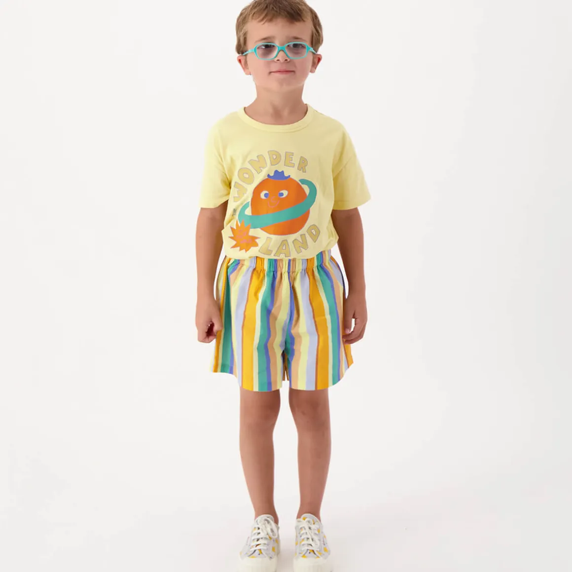 Multicolour Stripes Long Shorts by Tinycottons