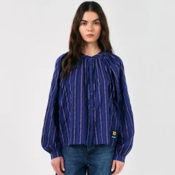 Multi Stripes Puff Sleeve Blouse by Bobo Choses Womenswear - Last One In Stock - Extra Small