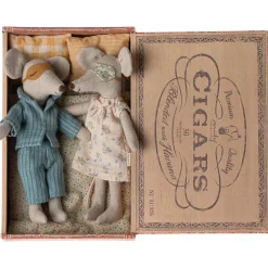 Mum and Dad Mice in Cigarbox by Maileg