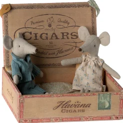 Mum and Dad Mice in Cigarbox by Maileg