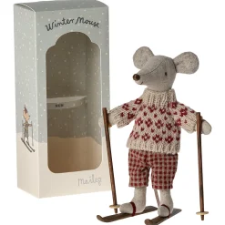 Mum Winter Mouse with Ski Set by Maileg