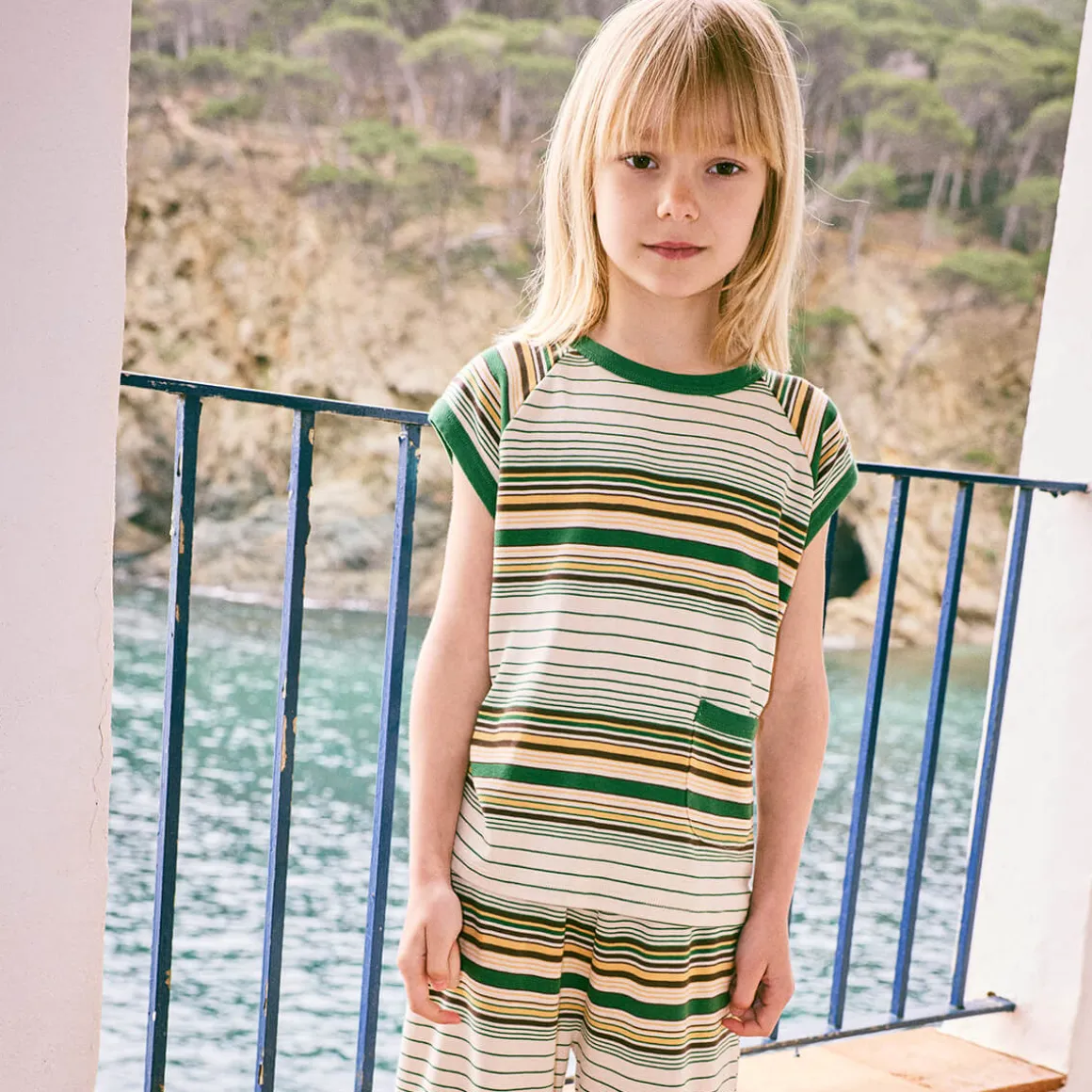 Muscle Tee in Lawn Patio Stripe by Misha & Puff