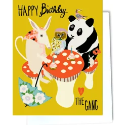 Mushroom Birthday Party Greetings Card by Elizabeth Grubaugh