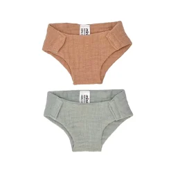 Muslin Diapers (34cm Doll) in Brown Sugar / Verdigris by Minikane X Paola Reina