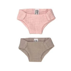 Muslin Diapers (34cm Doll) in Pink / Pebble by Minikane X Paola Reina