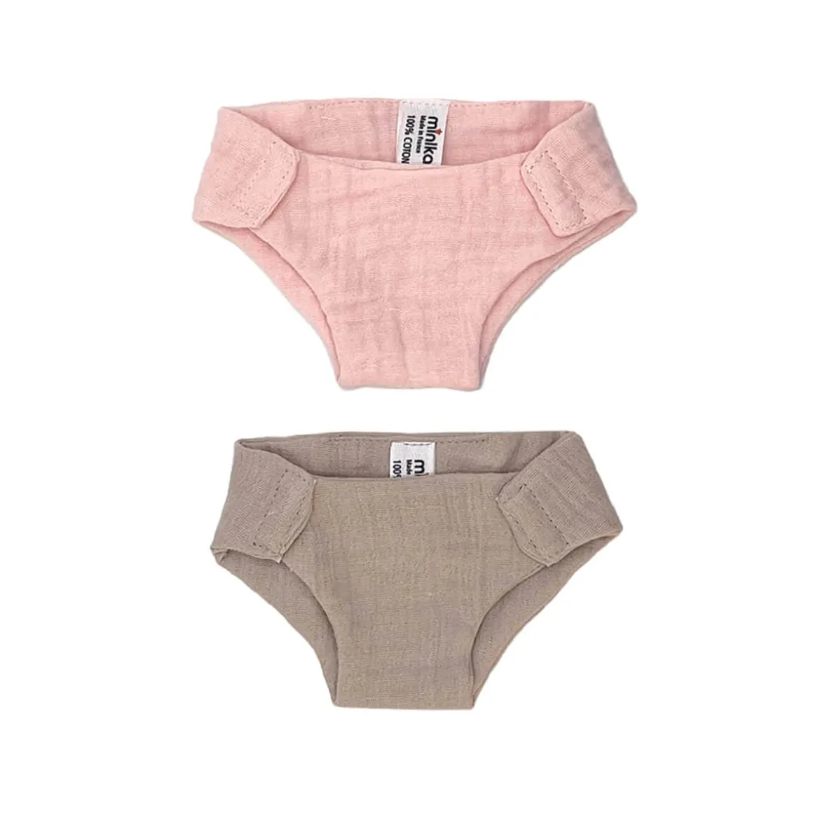 Muslin Diapers (34cm Doll) in Pink / Pebble by Minikane X Paola Reina