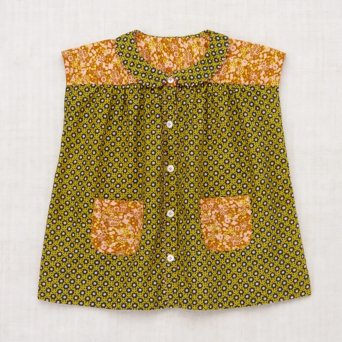 Nanna Tunic in Pistachio Flower Dot by Misha & Puff