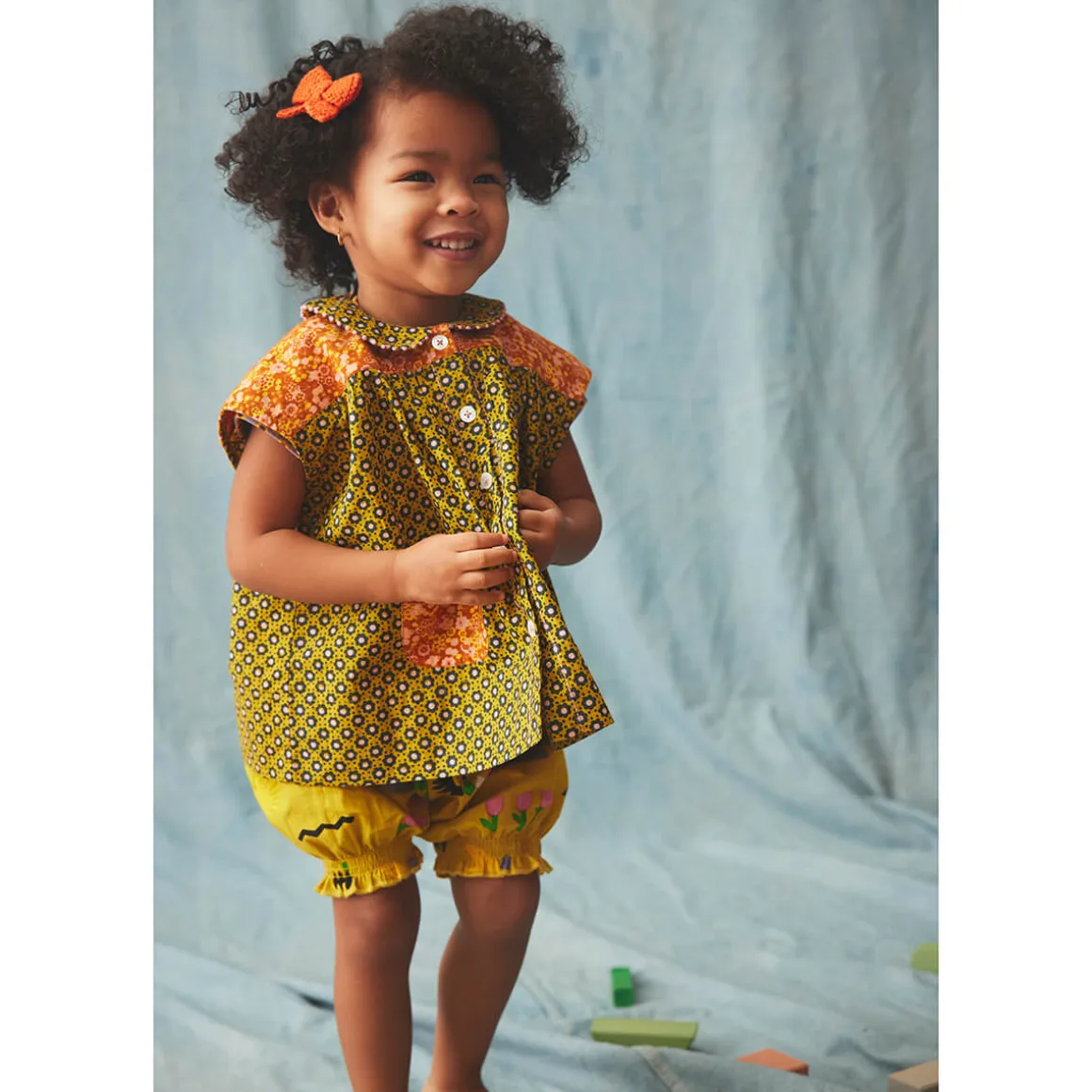 Nanna Tunic in Pistachio Flower Dot by Misha & Puff