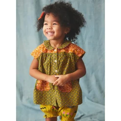 Nanna Tunic in Pistachio Flower Dot by Misha & Puff