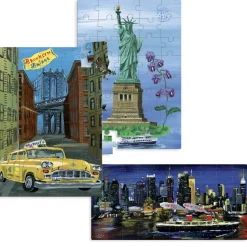 Nathalie Lété New York Wooden Jigsaw Puzzle Set of 3 by Vilac