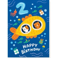 2nd Birthday Submarine Greetings Card by Grace Habib for Stormy Knight