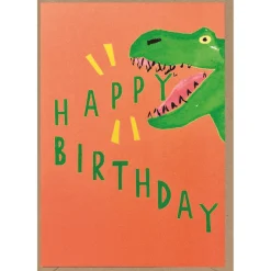 Neon Birthday Dinosaur Greetings Card by Dominic Early for Earlybird Designs