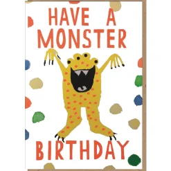 Neon Birthday Monster Greetings Card by Dominic Early for Earlybird Designs